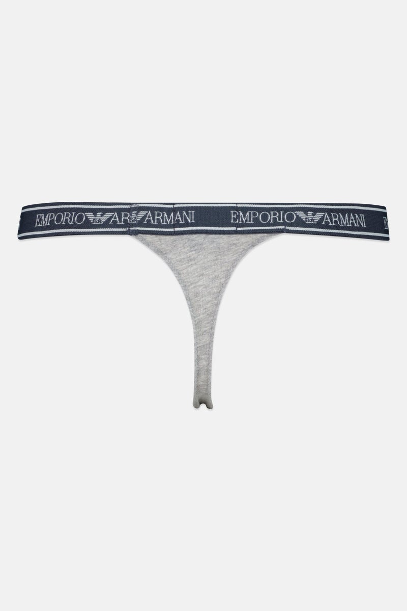 EMPORIO ARMANI Women Brand Logo Pull On Thong, Heather Grey - Image 3