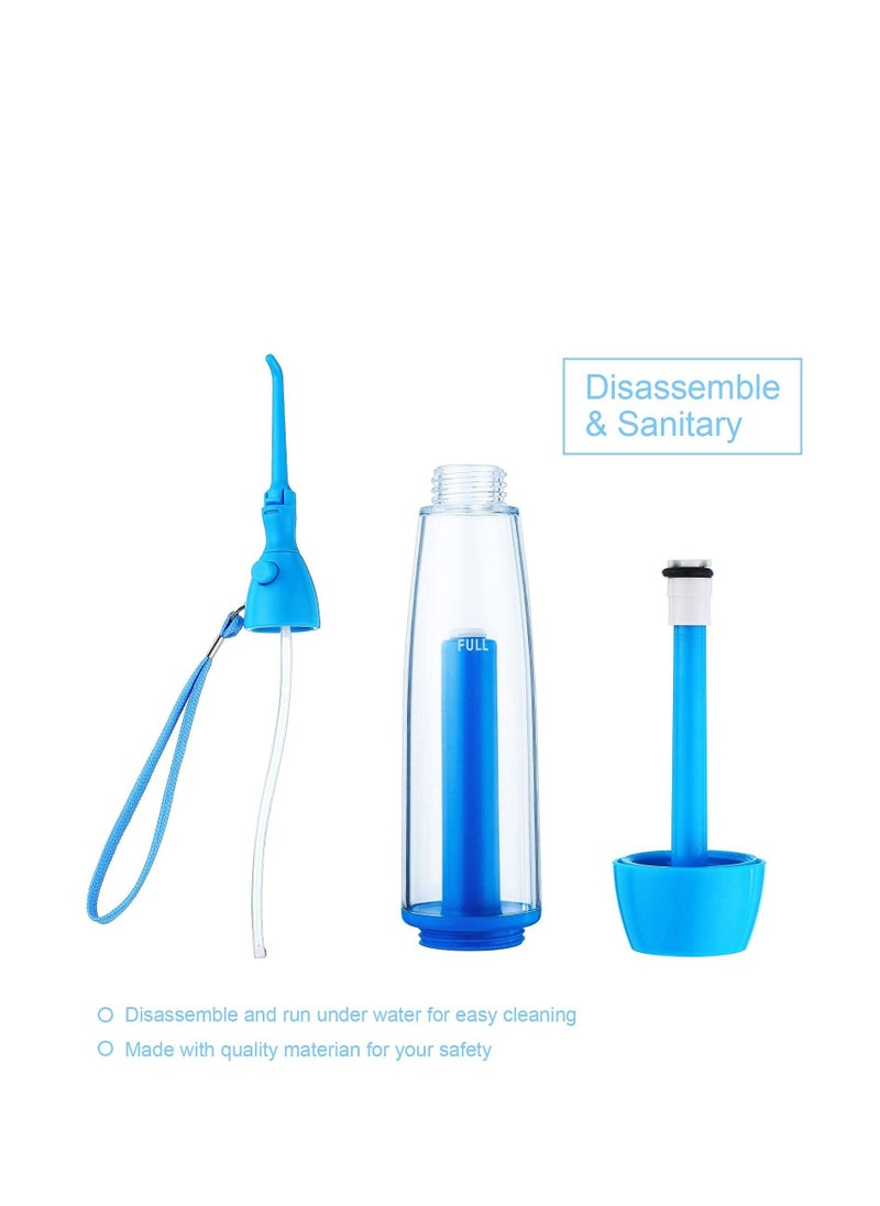 Excefore Water Dental Flosser, Pick Non Electric Portable Affordable Oral Irrigator, Cordless Manual Air Pressure, for Teeth Oral Irrigator Water Teeth Cleaner, Simple Operation for Home and Travel (Blue)  - Image 4