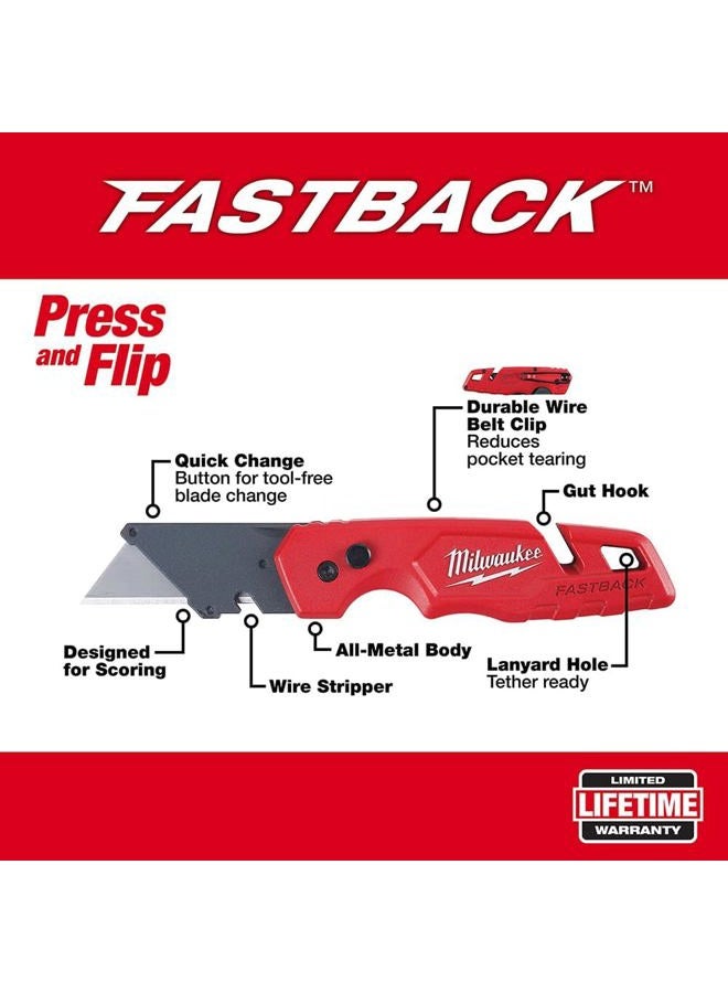 Milwaukee 48-22-1501 Fastback Folding Utility Knife with Wire Stripper, Gut Hook, and Quick Blade Change - Image 2