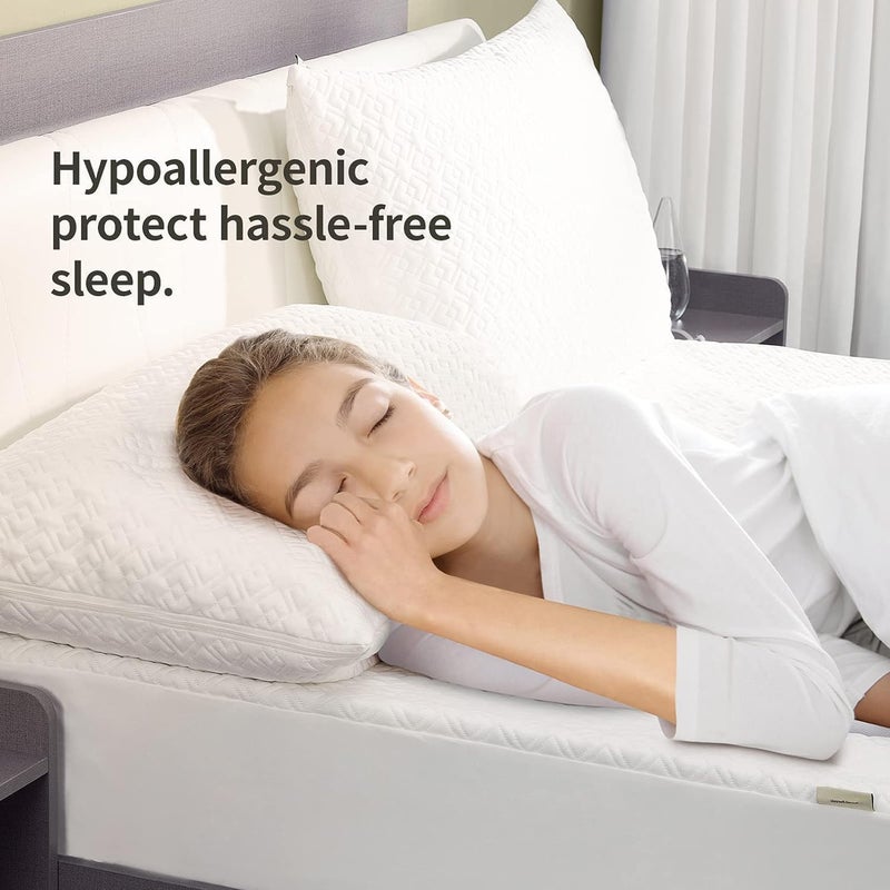 CoolShields Coolshields مقاوم للماء وسادة وسادة سحاب (4 عبوات) غطاء وسادة Hypoallergenic القياسي لتحسين غلاف وسادة نوم متميز  - Image 5