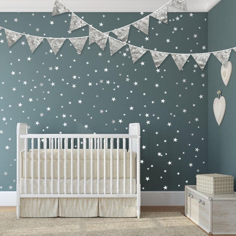 pinkblume Silver Decorations Double Sided Silver Sequin Fabric Triangle Pennant Banner Flag Bunting Garland for Silver Theme Nursery Classroom Home Bedroom Wall Holiday Christmas Decor - Image 5