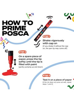 POSCA Uni Posca Water-Based Permanent Paint Pens - Metallic Colors, Non-Toxic Markers for Art, Craft, and DIY Projects  - Image 2