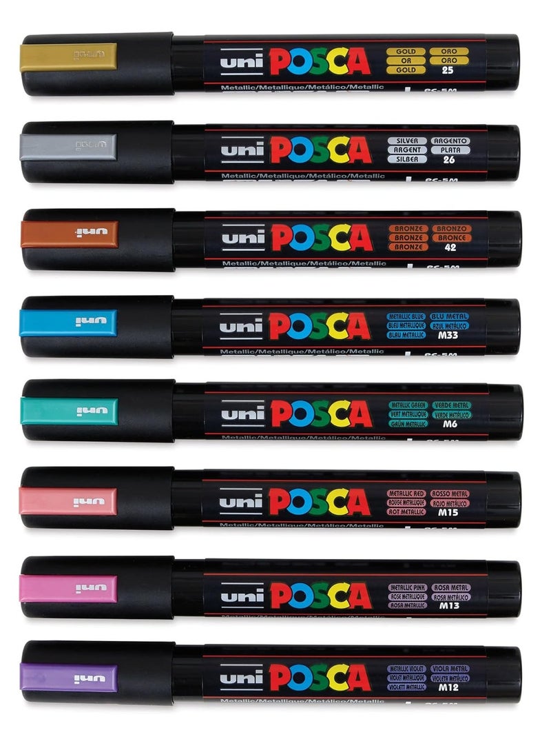 POSCA Uni Posca Water-Based Permanent Paint Pens - Metallic Colors, Non-Toxic Markers for Art, Craft, and DIY Projects - Image 5