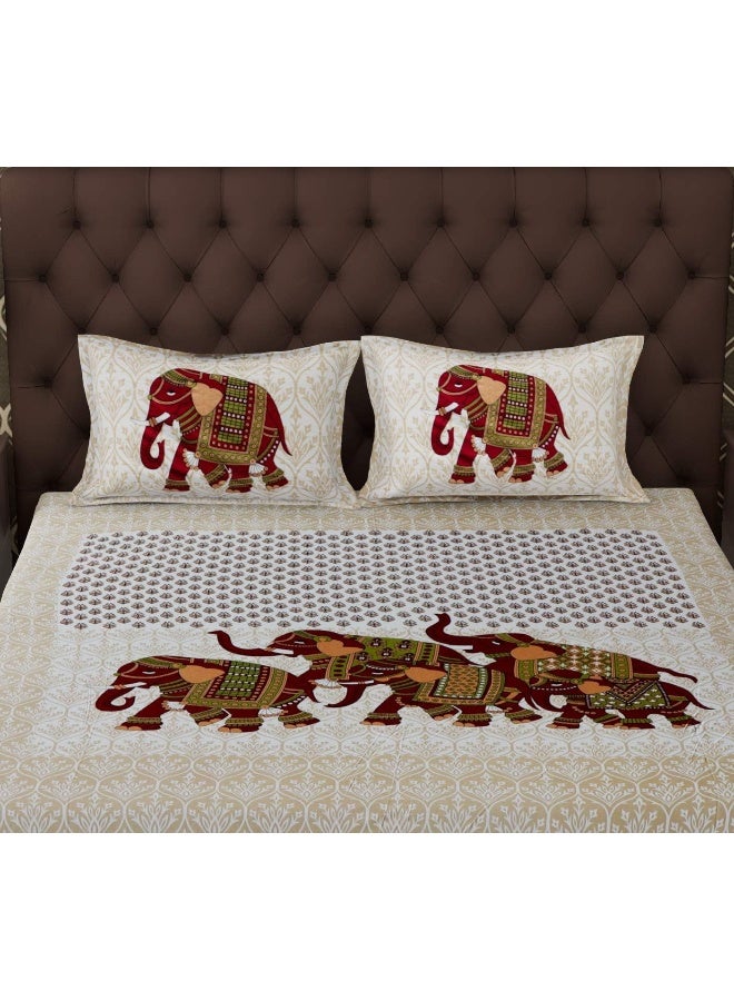 Urban Magic Urban Magic 144 TC Cotton Double Jaipuri Prints Flat Bedsheet  - Image 4