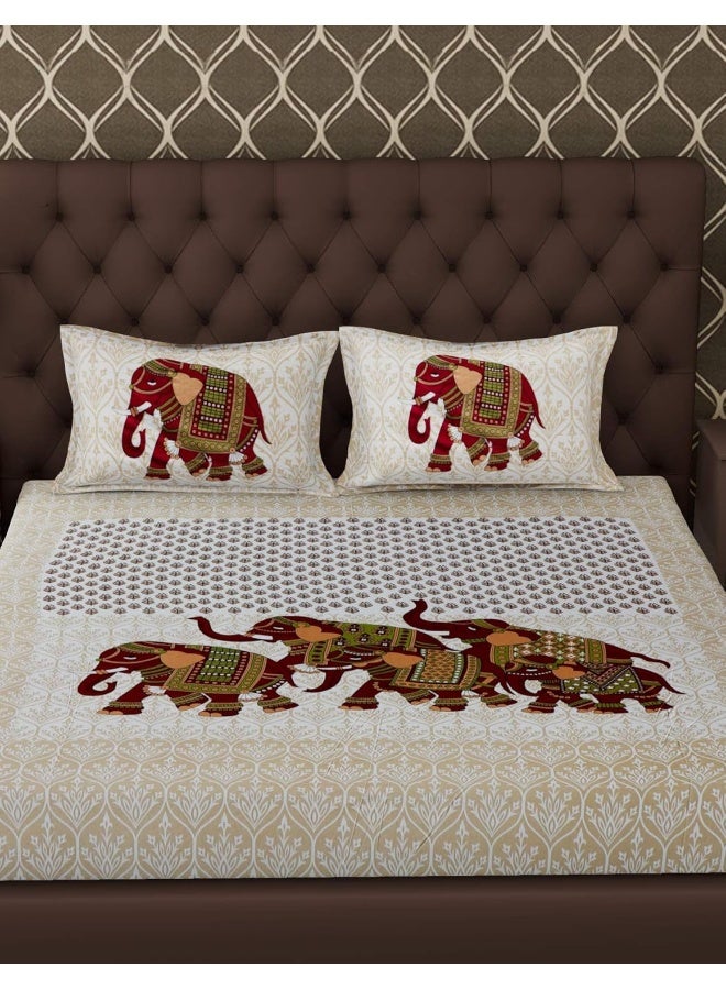 Urban Magic Urban Magic 144 TC Cotton Double Jaipuri Prints Flat Bedsheet  - Image 3