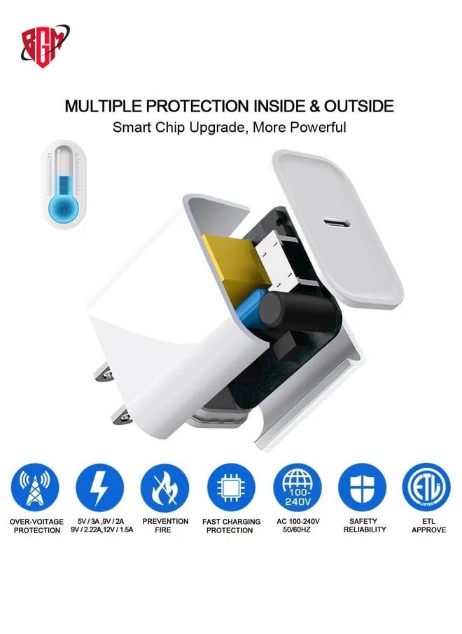 BGM - iPhone Fast Charger, 20W USB C PD Wall Charger Block Plug with[MFi Certified]6ft Type C to Lightning Cable Quick Charging Data Sync Cord for iPhone14 13 12 11 Pro Max Mini Xs Xr iPad Air - Image 1