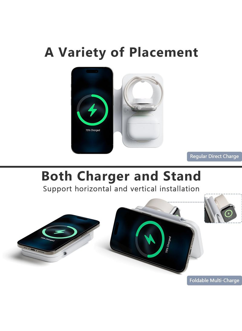 Beauenty - Travel Portable Charger iPhone  Watch Wireless Fast Charging Station: Charging Pad for Apple Devices iPhone 16 15 14 13 12 Pro Max Plus - iWatch Series  Airpods 3 2 Pro - Image 1
