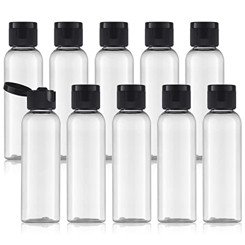 Tekson Travel Bottles Empty 2oz (10 PCS), Plastic Travel Size Cosmetic Container, TSA Amber Squeeze Bottle for Shampoo, Conditioner (Flip Cap) - Image 1