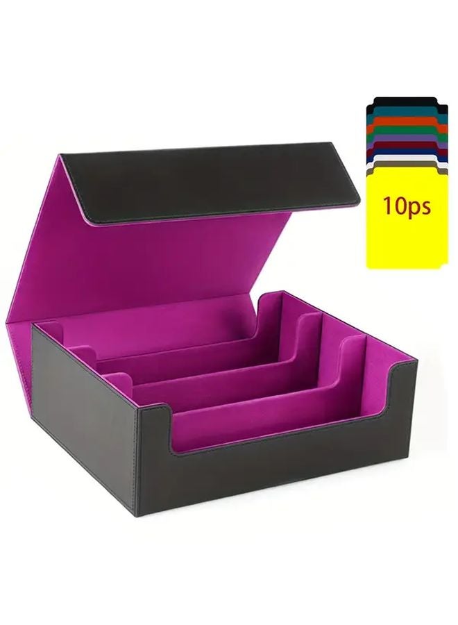 Red Extra Large Faux Leather Card Box Strong Snap Sleeves Magic Collectible Card Storage Display Case - Image 2