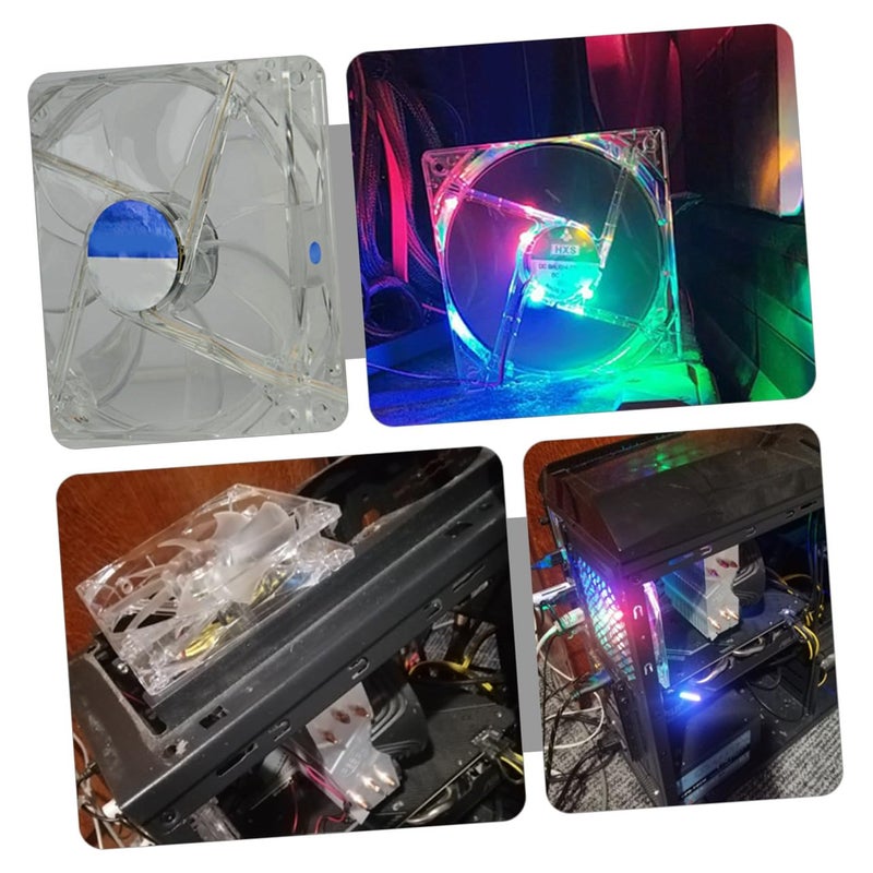 4 قطع 120 ملم مراوح تبريد علبة الكمبيوتر LED شفافة عالية تدفق الهواء تشغيل هادئ مبرد المشعاع - Image 3
