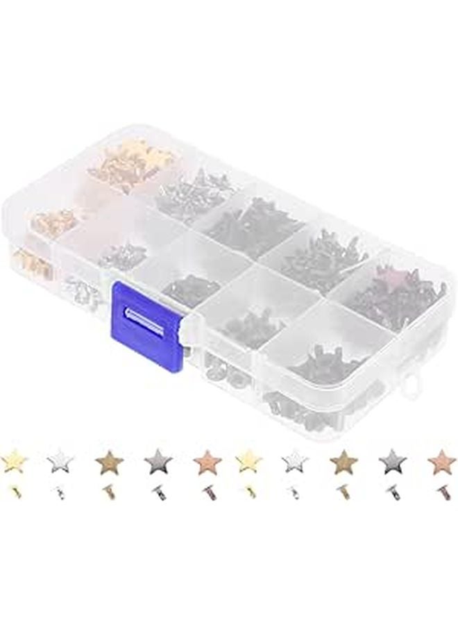 200 Piece 5 Color Star Rivets Kit for Leather Crafting Decorative Spikes - Image 1