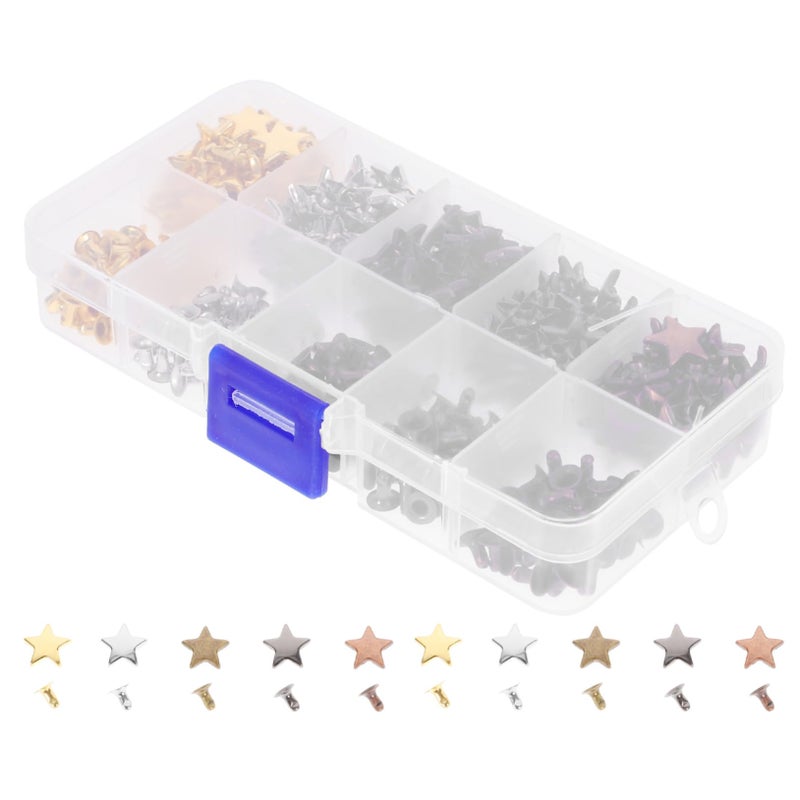 200 Piece 5 Color Star Rivets Kit for Leather Crafting Decorative Spikes - Image 2