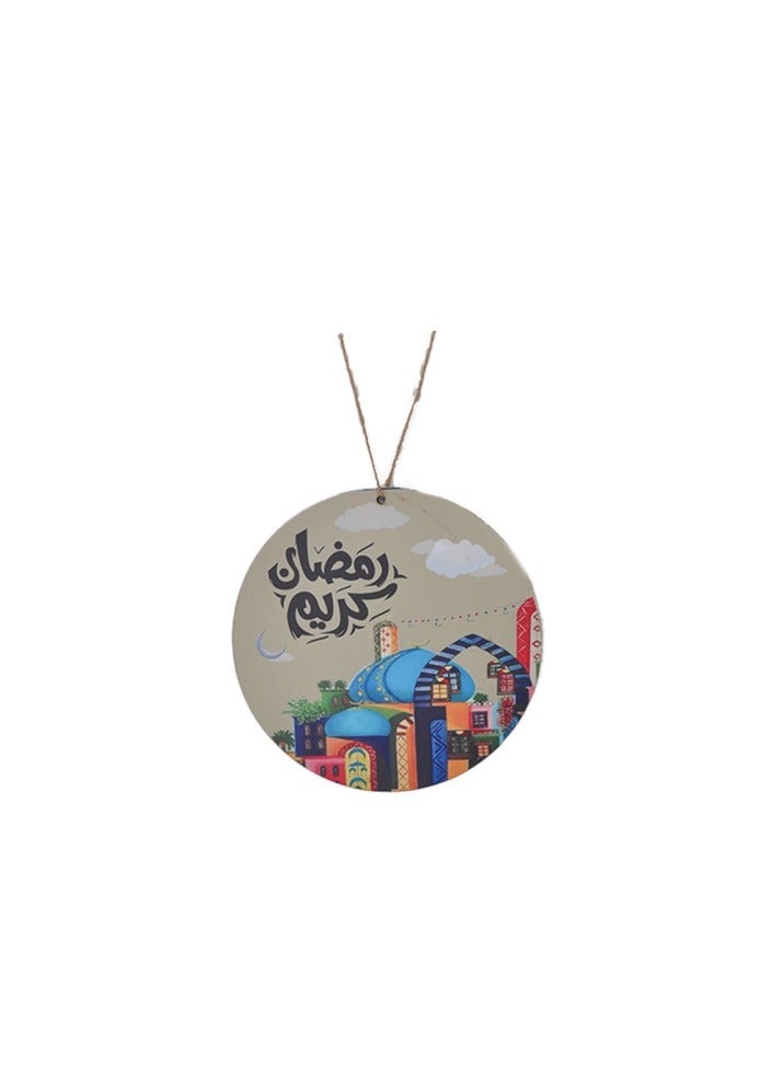 ويفي تعليقة حائط خشب شكل دائري رمضان كريم
