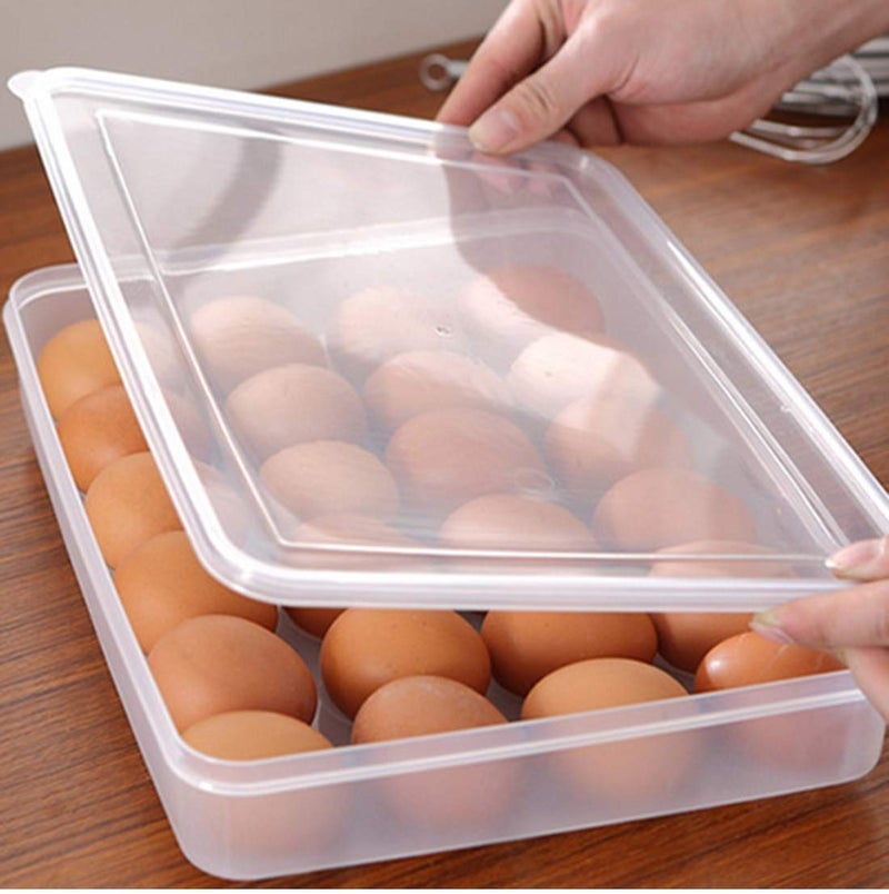 POPLEY Plasic Egg Holders for Refrigerator egg Storage Container Refrigerator Egg Trays Deviled Egg Tray Carrier with Lid Clear - Image 1