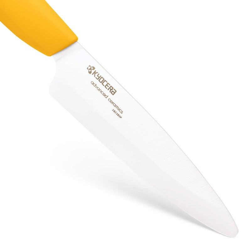 Kyocera Advanced Ceramic Revolution Series 4.5-inch Utility Knife, Yellow Handle, White Blade - Image 4