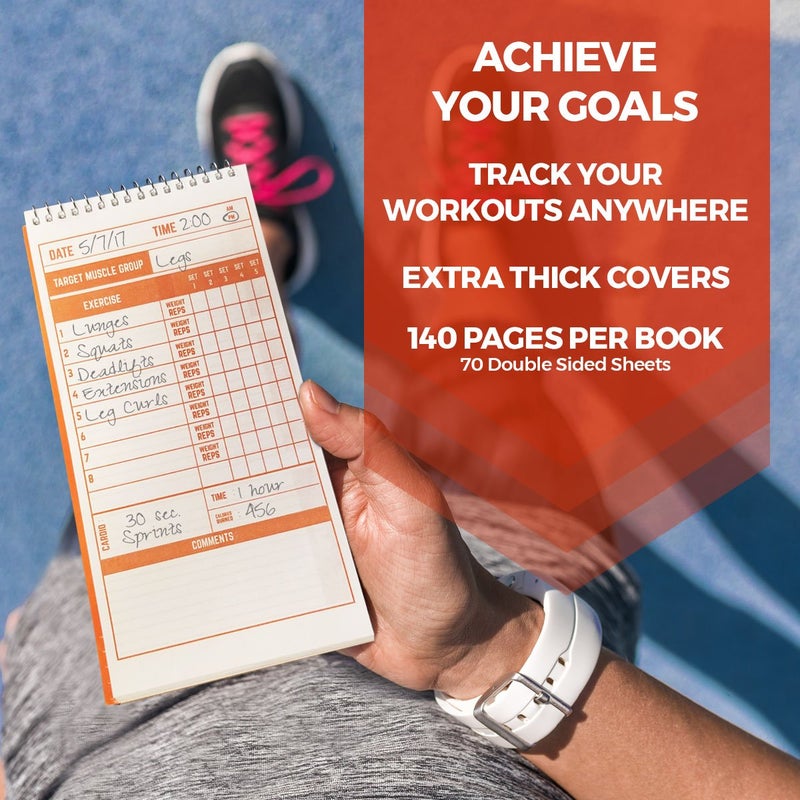 Portage Fitness & Workout Notebook - Fitness Journal, Workout Log, Exercise & Weight Training Notebook Planner, Fitness Tracker Log for Bodybuilding â€“ 4 x 8 Inches, 140 Pages, 70 Sheets (Pack of 3) - Image 3