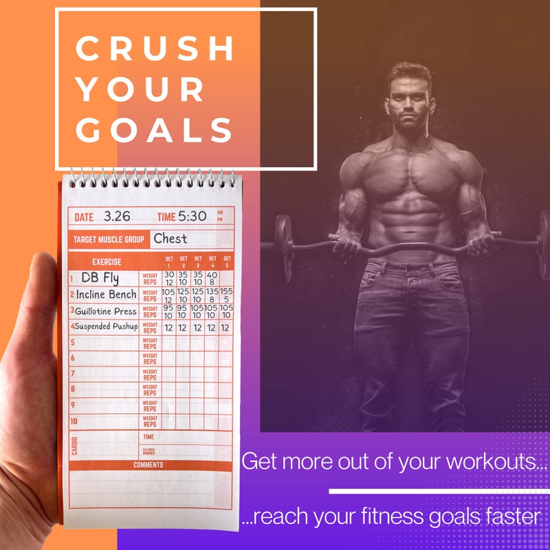 Portage Fitness & Workout Notebook - Fitness Journal, Workout Log, Exercise & Weight Training Notebook Planner, Fitness Tracker Log for Bodybuilding â€“ 4 x 8 Inches, 140 Pages, 70 Sheets (Pack of 3) - Image 2
