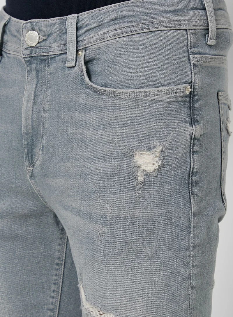RIVER ISLAND Skinny Ripped Denim Shorts