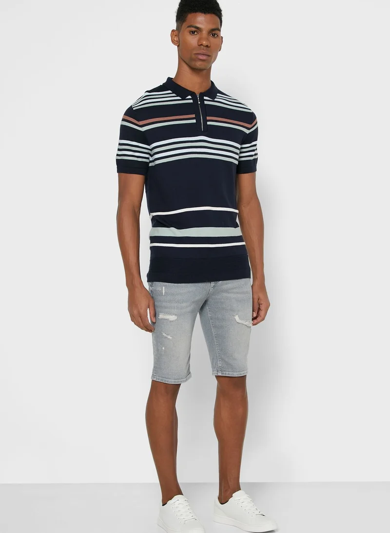 RIVER ISLAND Skinny Ripped Denim Shorts