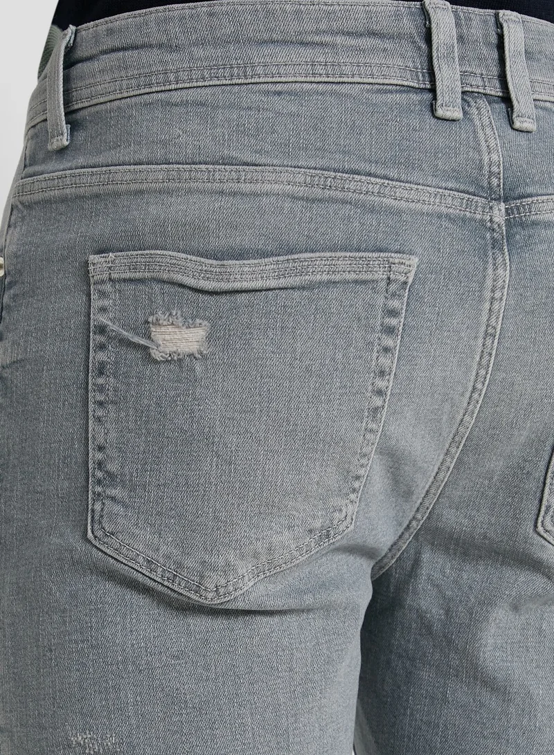 RIVER ISLAND Skinny Ripped Denim Shorts