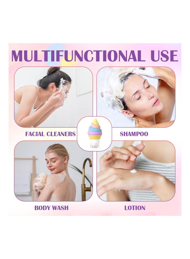TSA Approved Travel Silicone Bottles Set for Shampoo and Lotion Leak Proof Refills BPA Free 4 Pack Ice Cream Design - Image 5