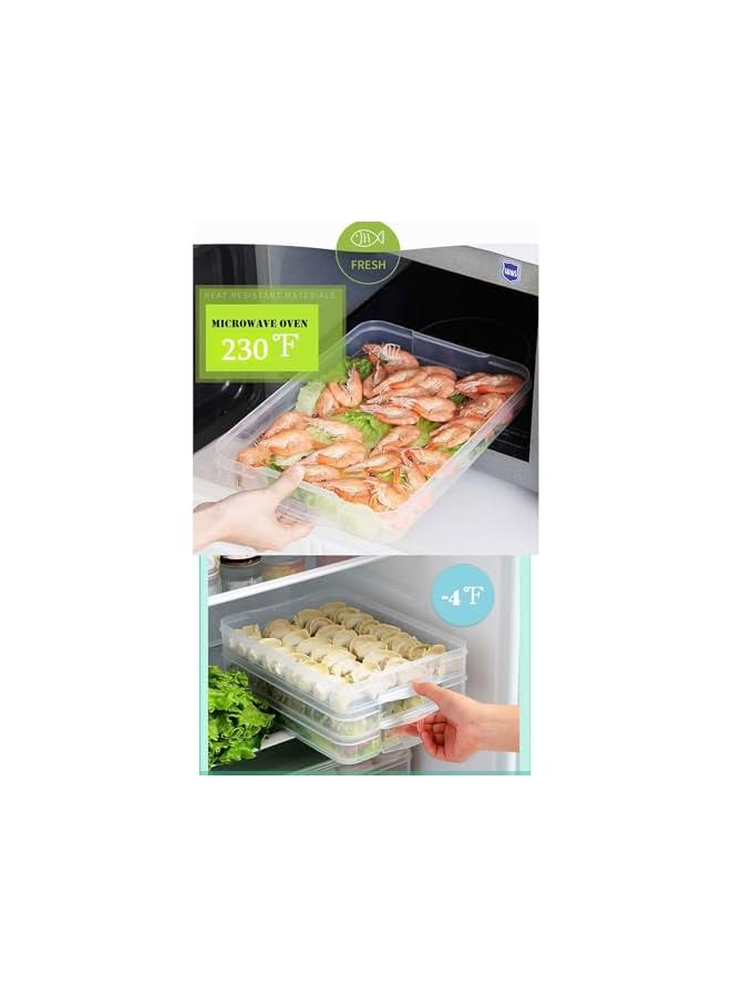 Green Tiger 4-Layer Fridge Food Storage Containers with Lids Dumpling Storage Box,Good Sealing,Stackable Freezer Food Containers Refrigerator Organizer for Snack, Vegetables, Meat, Fish - Image 5