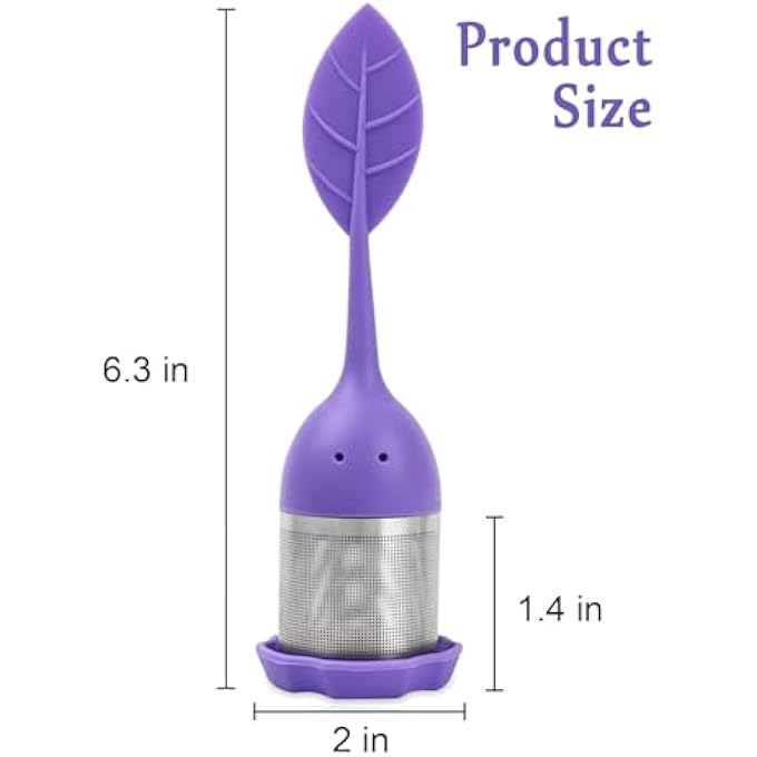 إكسفور مصفاة شاي من السيليكون لأوراق الشاي السائبة، قطعتان من فلتر شبكي دقيق مع غطاء، مصفاة أكواب شاي للشاي العشبي - Image 5