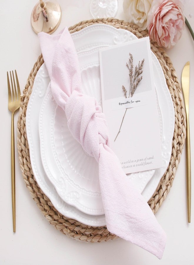 JINVASE Dinner Cloth Napkins Bulk, Cotton Linen Napkins,Washable Napkins for Weddings Decorations (Pale Pink, 16" x 16" (Set of 12)) - Image 4
