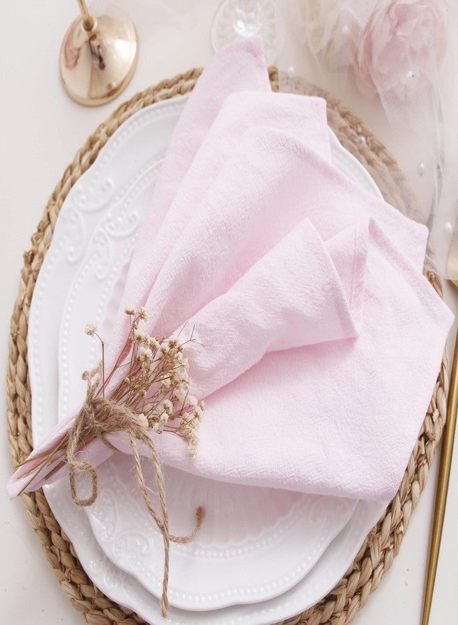 JINVASE Dinner Cloth Napkins Bulk, Cotton Linen Napkins,Washable Napkins for Weddings Decorations (Pale Pink, 16" x 16" (Set of 12)) - Image 2