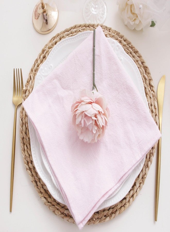 JINVASE Dinner Cloth Napkins Bulk, Cotton Linen Napkins,Washable Napkins for Weddings Decorations (Pale Pink, 16" x 16" (Set of 12)) - Image 3