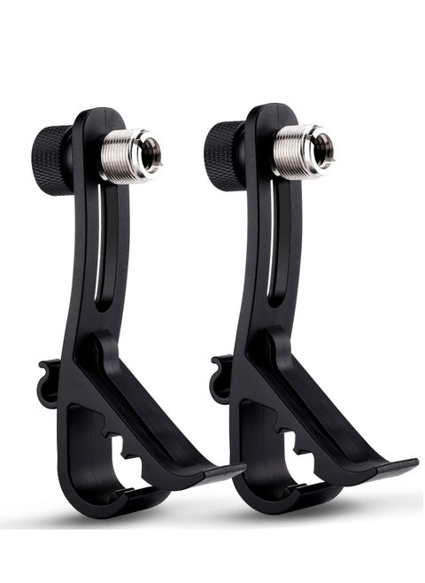 Drum Microphone Clip, Adjustable Mic Mount Clamp Holder Mic Securing Clip, Shockproof Drum Mounts for Musical Instrument Supplies, Microphone Drum Mount for Professional Drum Recording (2PCS)