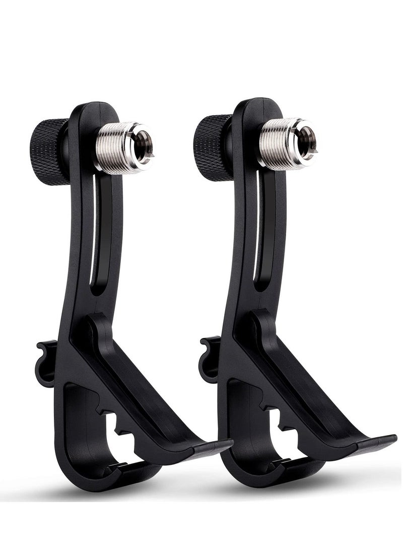 Drum Microphone Clip, Adjustable Mic Mount Clamp Holder Mic Securing Clip, Shockproof Drum Mounts for Musical Instrument Supplies, Microphone Drum Mount for Professional Drum Recording (2PCS)