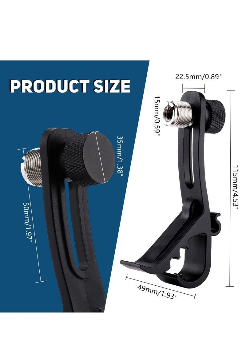 Drum Microphone Clip, Adjustable Mic Mount Clamp Holder Mic Securing Clip, Shockproof Drum Mounts for Musical Instrument Supplies, Microphone Drum Mount for Professional Drum Recording (2PCS)