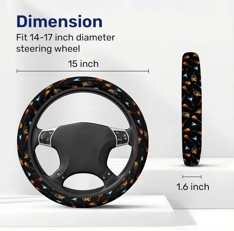 GENANY Guitarist Steering Wheel Cover Anti-Slip Neoprene Wheel Grip Breathable Wheel Protector for Driver Sweat Absorbing Car Accessories Gifts - Image 2