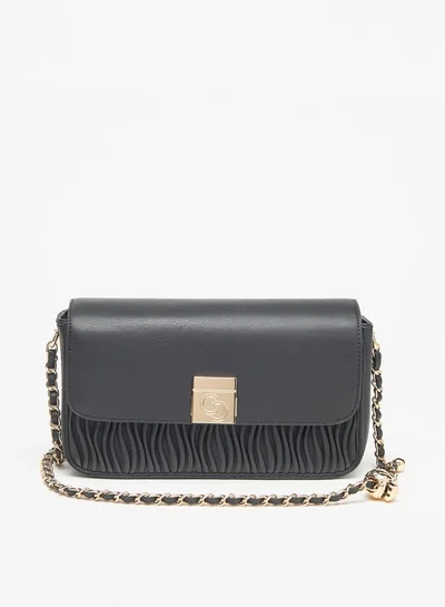 Celeste Women Pleated Crossbody Bag with Chain Strap and Button Closure