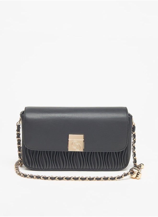 Celeste Women Pleated Crossbody Bag with Chain Strap and Button Closure  - Image 1