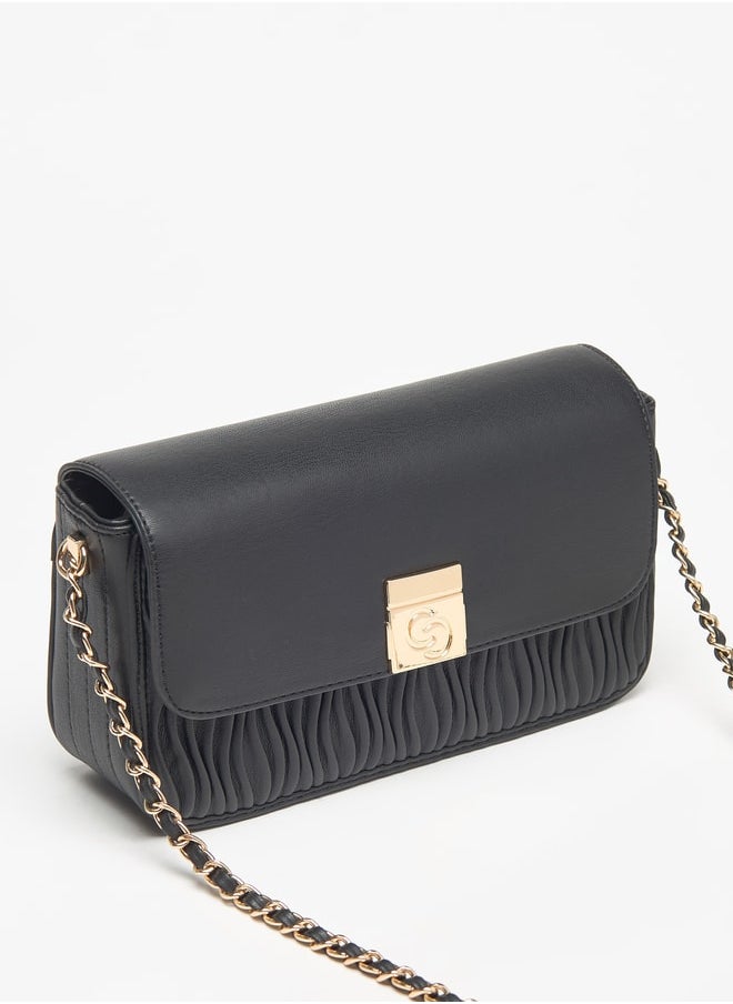 Celeste Women Pleated Crossbody Bag with Chain Strap and Button Closure  - Image 3