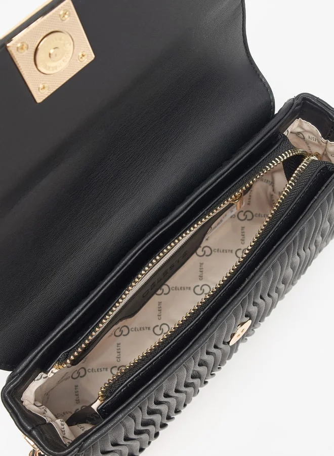 Celeste Women Pleated Crossbody Bag with Chain Strap and Button Closure