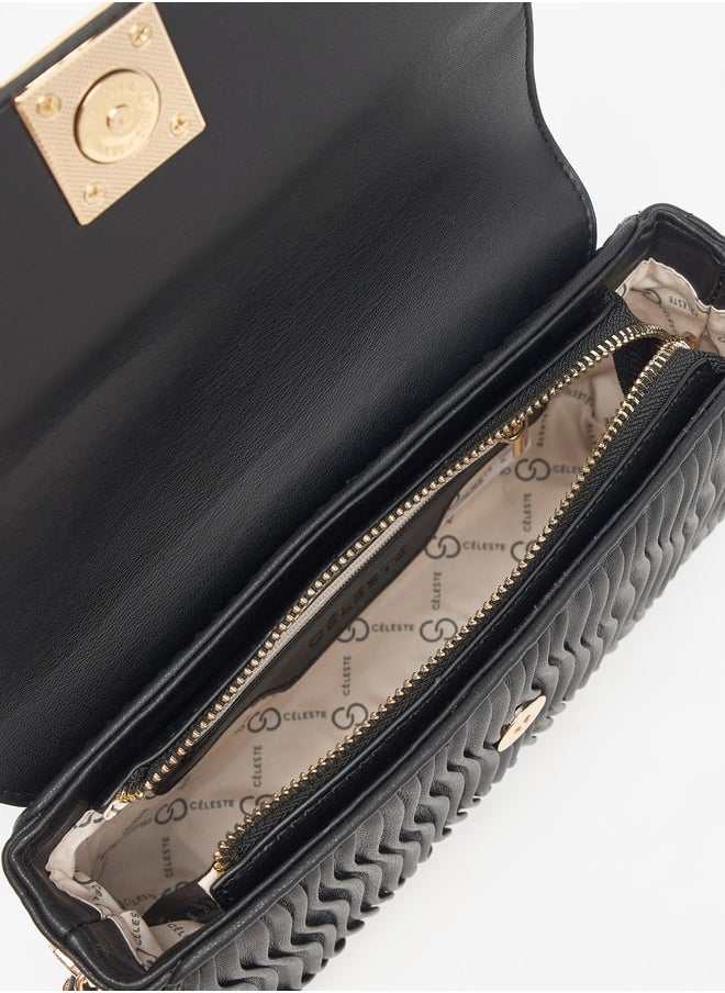 Celeste Women Pleated Crossbody Bag with Chain Strap and Button Closure  - Image 5