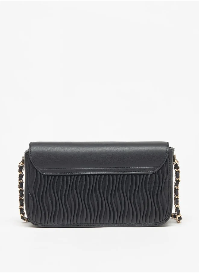 سيليست Women Pleated Crossbody Bag with Chain Strap and Button Closure