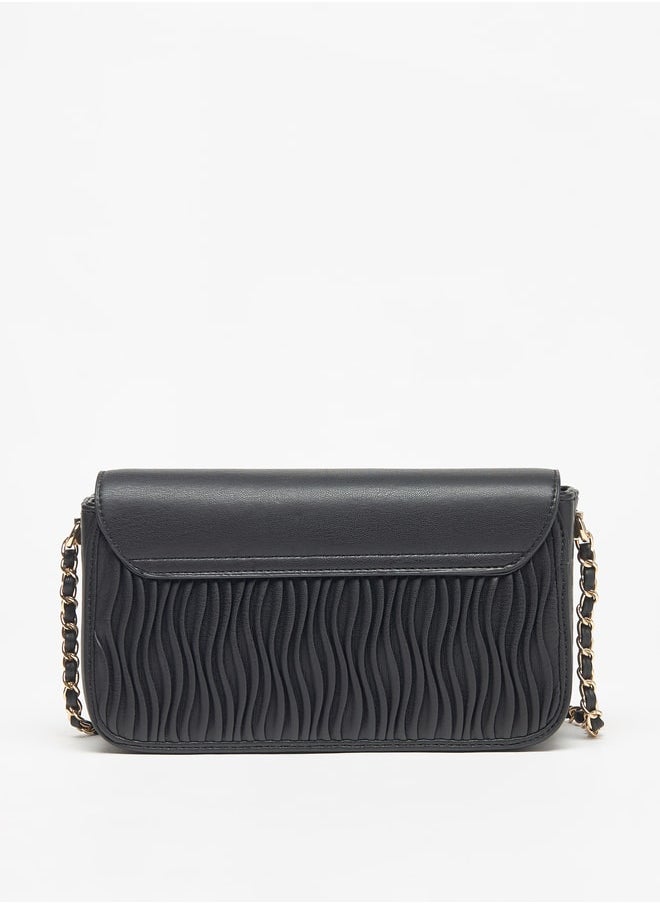 Celeste Women Pleated Crossbody Bag with Chain Strap and Button Closure  - Image 2