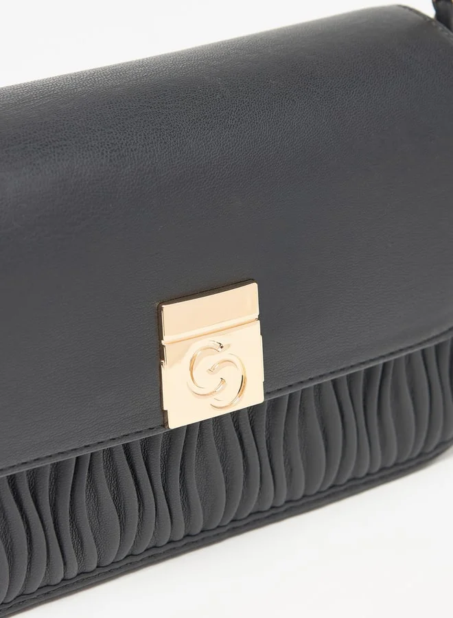 Celeste Women Pleated Crossbody Bag with Chain Strap and Button Closure