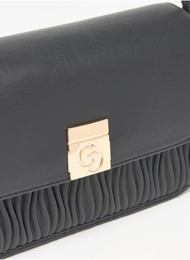 Celeste Women Pleated Crossbody Bag with Chain Strap and Button Closure  - Image 4