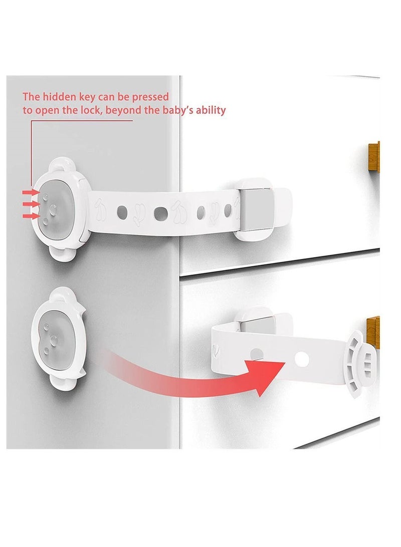 Baby Safety Cupboard Strap Locks, Adjustable Children Anti-Drawer Cabinet Door Refrigerator Opening Anti-Pinching Lock - Image 2