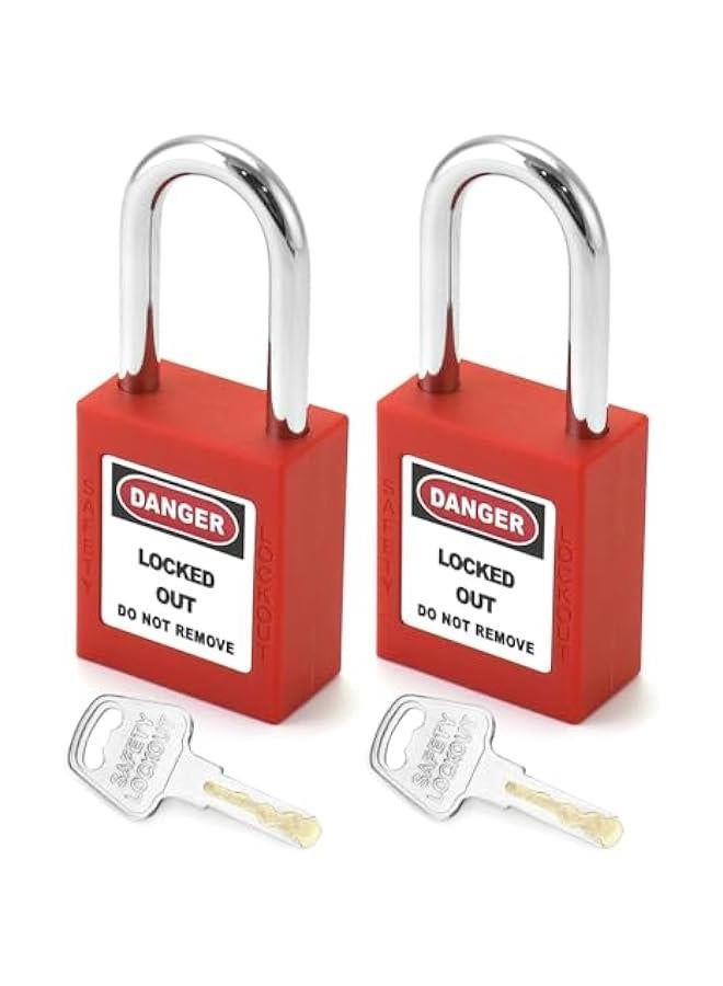 عربست قفل سلامة القفل الأحمر Lockout Tagout ، 2 قفل مع 2 مفتاح ، متطابقان في المفتاح  - Image 1