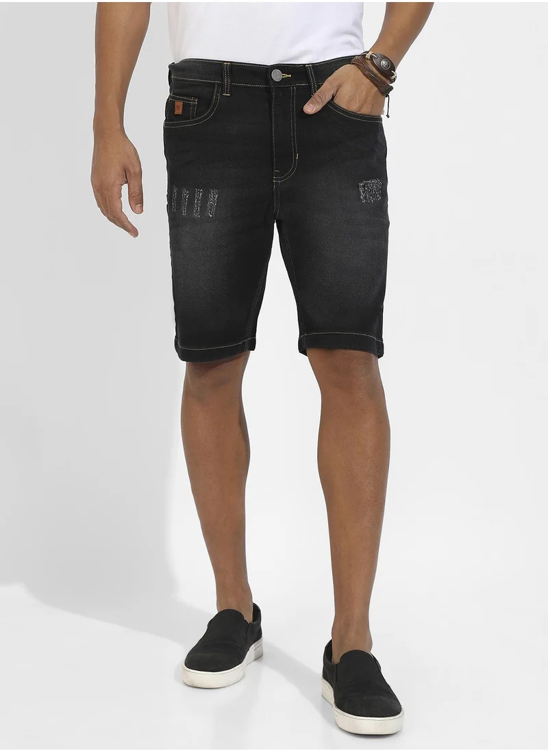 Instafab Plus Solid Denim Shorts