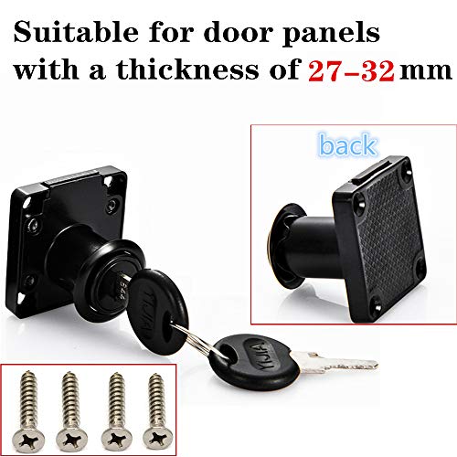 Baoxr Desk Lock + Door Puncher Set Drawer Letter Box Door Lock Model CT-138-32 Door Opener Diameter 0.75 inch / 20MM Suitable for Door Panel Thickness of 27 mm - 32 mm. 1 Set [Black] - Image 2