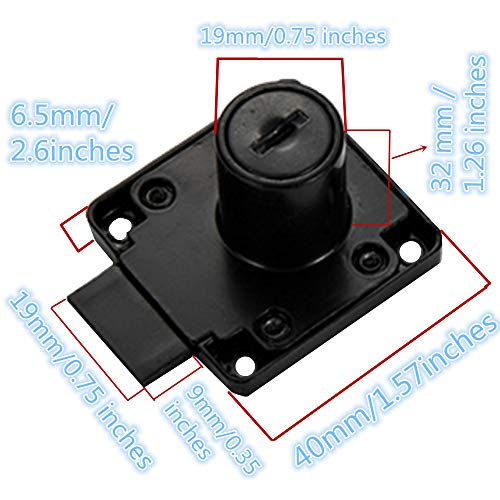 Baoxr Desk Lock + Door Puncher Set Drawer Letter Box Door Lock Model CT-138-32 Door Opener Diameter 0.75 inch / 20MM Suitable for Door Panel Thickness of 27 mm - 32 mm. 1 Set [Black] - Image 4