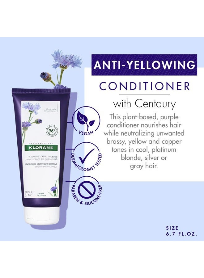 Klorane Plant-Based Purple Conditioner with Centaury, Brightens Blonde, Gray or White Hair, Neutralizes Unwanted Yellow and Copper Tones, Paraben, Silicone and Sulfate Free, 6.7 fl.oz. - Image 2