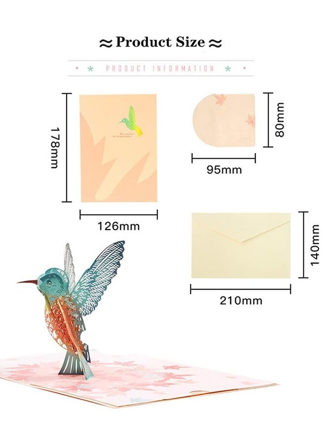 Generic 3D Card/Pop-Up Card, Lovely Hummingbird for Family and Friends Thank You Card, Birthday Card, Love Anniversaries and Valentine's Day Card  - Image 2